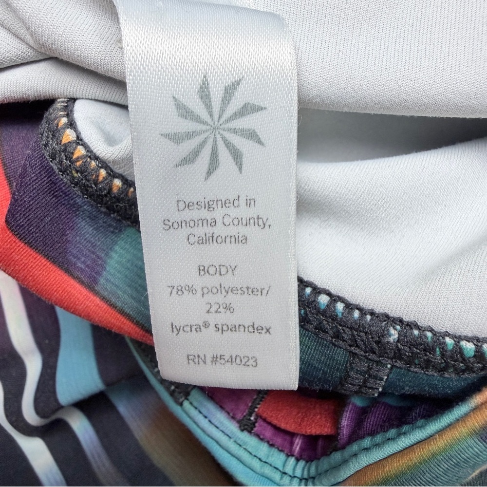 Athleta Laser Beam Sonar Capri leggings featuring a multicolor stripe pattern - Picture 8 of 9
